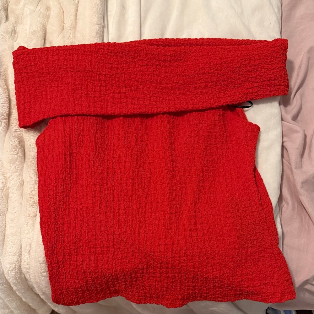 H&M Vibrant Red Textured Top